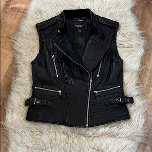 Victoria's Secret Black Leather Vest with Zippers